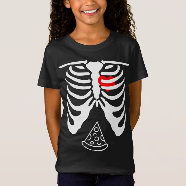 Camiseta Pai de Halloween Skeleton Pizza Belly Engraçado Gr (Frente)