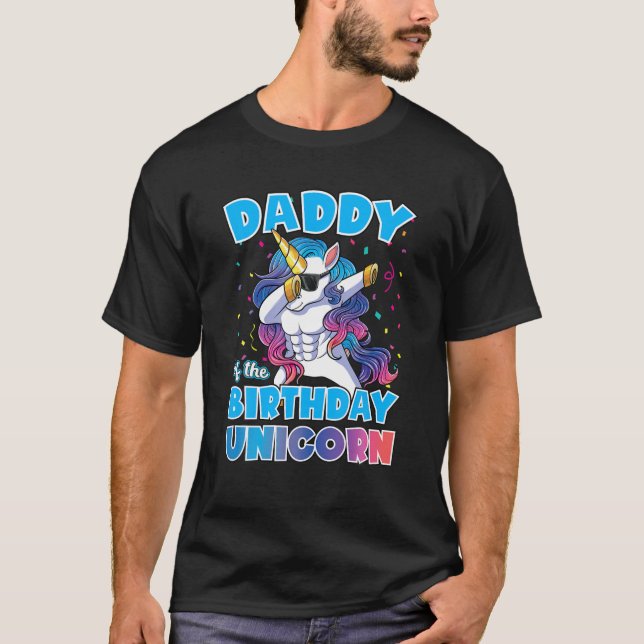 Camiseta Pai De Homens Do Unicórnio De Aniversário Dabbing  (Frente)