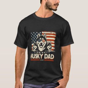 Camiseta Pai de Husky Cachorro Husky Siberiano Para Homens