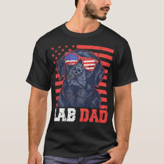 Camiseta Pai de Lab Engraçado EUA Estrelas Labrador 4 de Ju