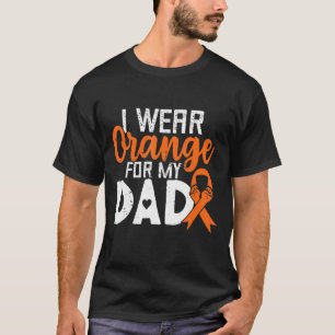 Camiseta Pai de Leucemia Laranja Fita Consciência Guerreira