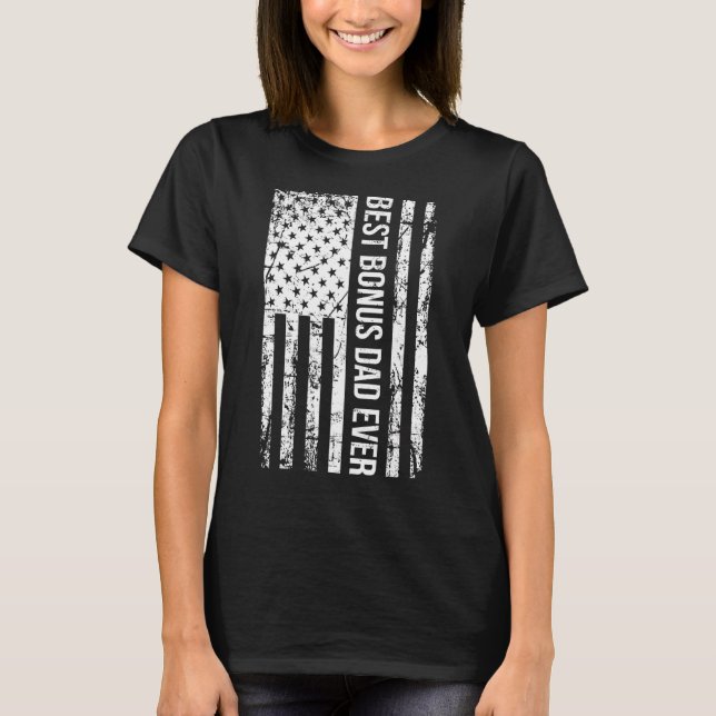 Camiseta Pai De Melhor Bônus Do Pai Tep Para Stepdad Ameri (Frente)