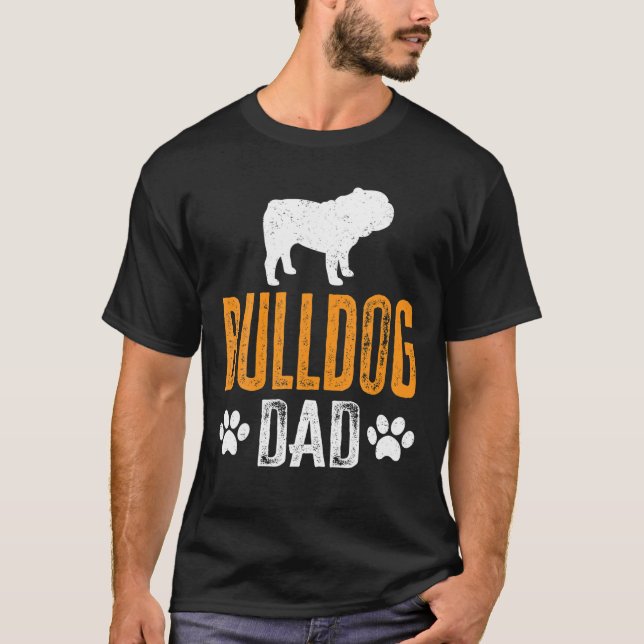 Camiseta Pai de Mens Bulldog Dift Dog Pai Buldogue Dia do P (Frente)