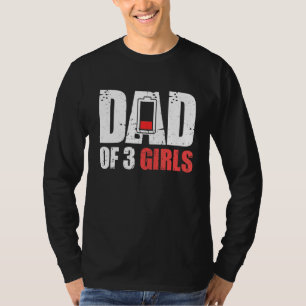 Camiseta Pai De Mens De 3 Raparigas - Pai Com Três Filhas