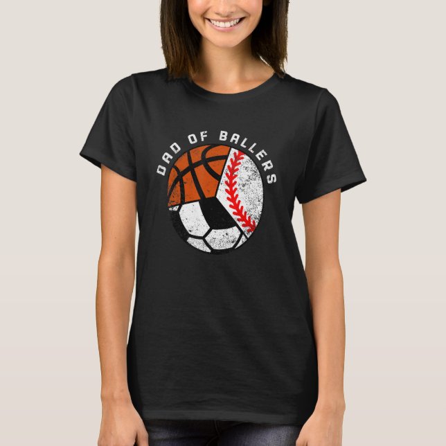 Camiseta Pai De Mens De Ballers De Baseball De Basquete Da (Frente)
