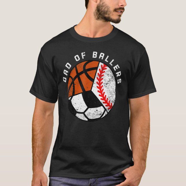 Camiseta Pai De Mens De Ballers De Baseball De Basquete Da (Frente)