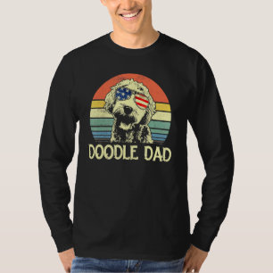 Camiseta Pai de Mens Doodle Vintage Goldendoodle Bandeira A