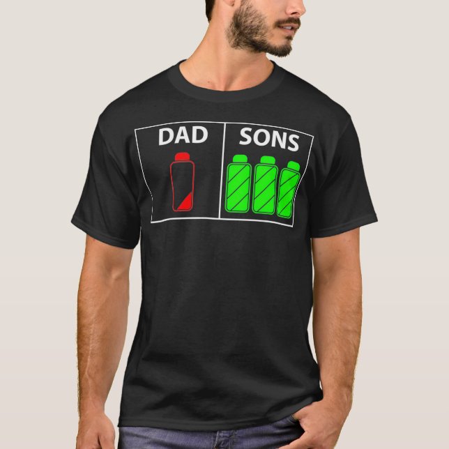 Camiseta Pai de Mens Triplet de Três Filhos Engraçado Baixo (Frente)