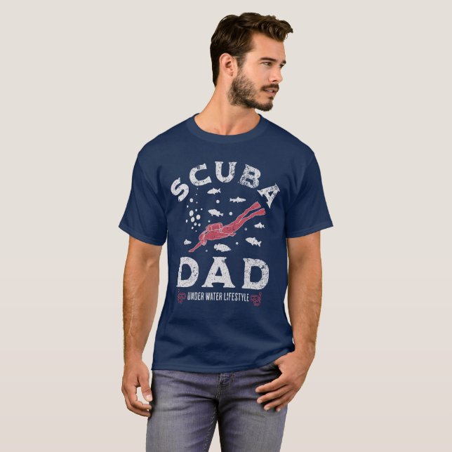Camiseta Pai de mergulho engraçado (Frente Completa)