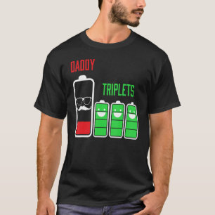 Camiseta Pai de Pai Triplets de Bateria de 3 Crianças Baixa