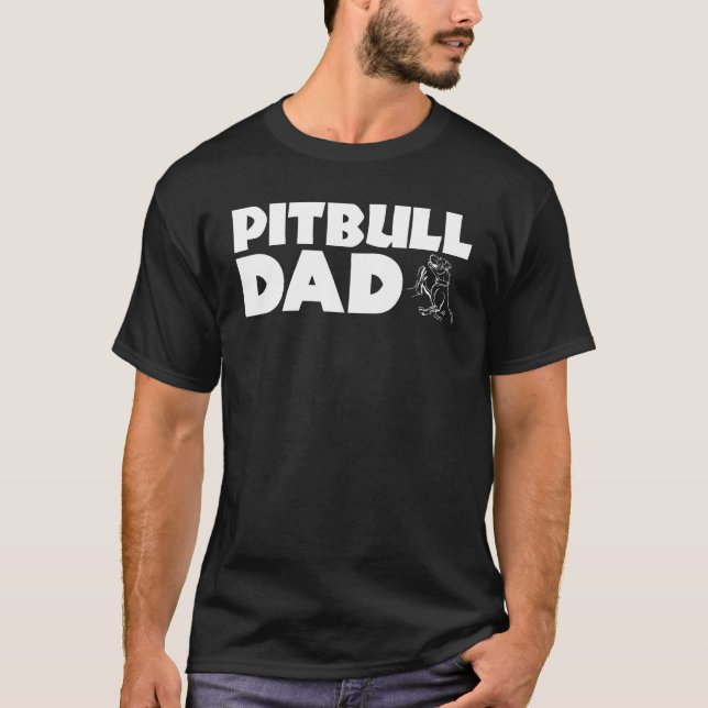 Camiseta Pai de Pitbull da Moda Amante de Cão Pitbull Engra (Frente)