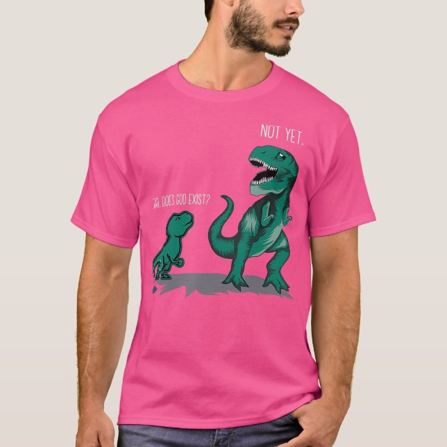 Camiseta Pai de presente ateu engraçado Deus existe dinossa (Frente)