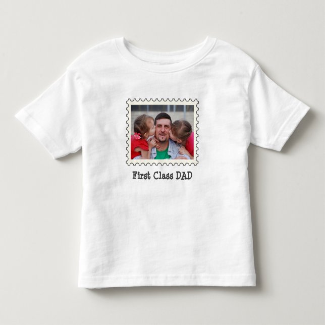 Camiseta PAI de PRIMEIRA CLASSE Melhor Pai fotografia horiz (Frente)