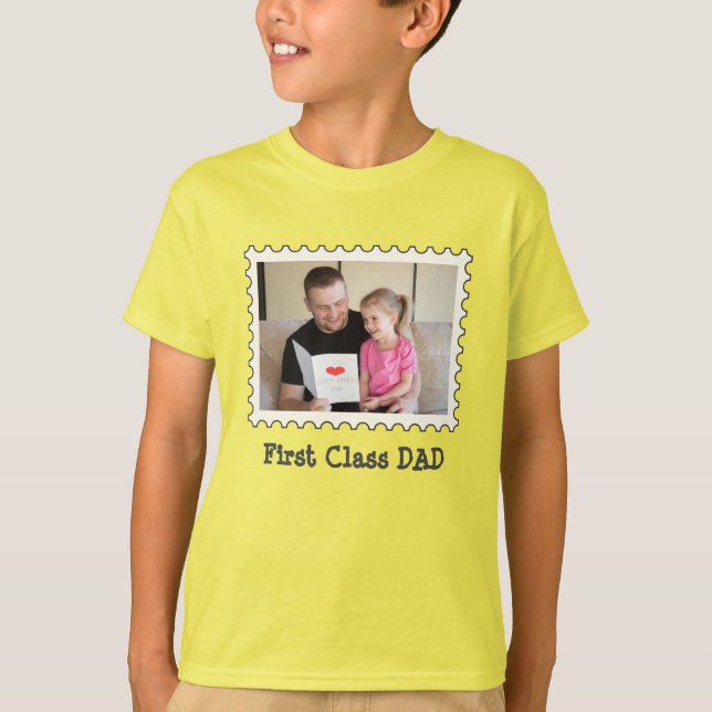 Camiseta PAI de PRIMEIRA CLASSE Melhor Pai fotografia horiz (Frente)
