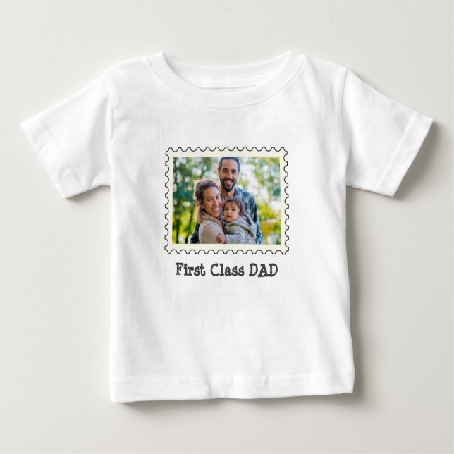 Camiseta PAI de PRIMEIRA CLASSE Melhor Pai fotografia horiz (Frente)