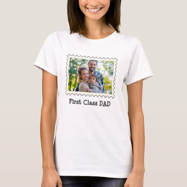 Camiseta PAI de PRIMEIRA CLASSE Melhor Pai fotografia horiz (Frente)