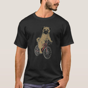 Camiseta Pai de Pug Pug Engraçado Andando de Bicicleta Vint