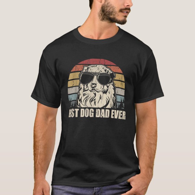 Camiseta Pai de Shepherd australiano melhor Pai de cães já  (Frente)