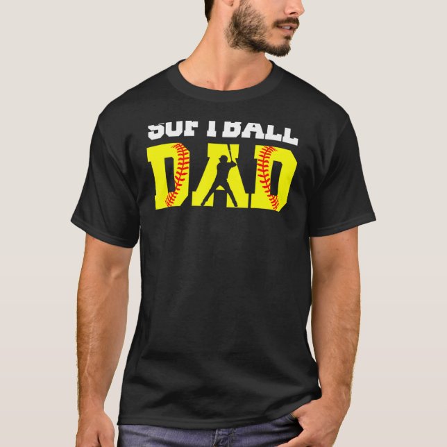 Camiseta Pai de Softball Amarelo Roupa de Pai de Moedas (Frente)