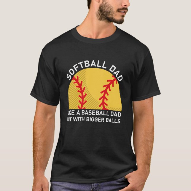 Camiseta Pai de softball como um pai de beisebol (Frente)
