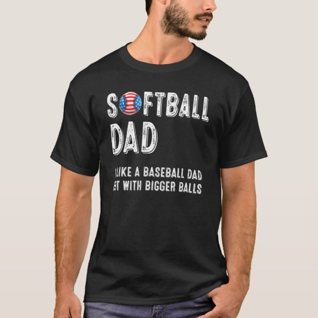 Camiseta Pai De Softball Mens Bola Maior Bola De Beisebol N (Frente)