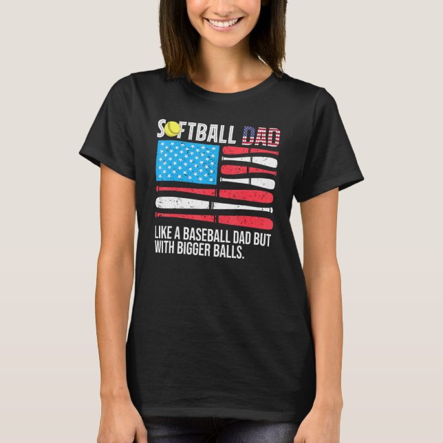 Camiseta Pai De Softball Mens Como Pai De Baseball Com Ba M (Frente)