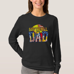 Camiseta Pai de Softball Vintage Estados Unidos Bandeira Am