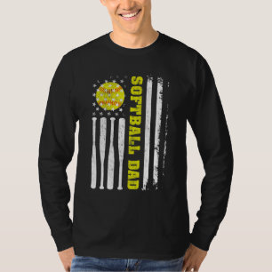 Camiseta Pai de Softball Vintage EUA Bandeira Americana