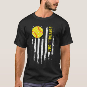 Camiseta Pai de Softbol Bandeira Americana dos EUA Softbol