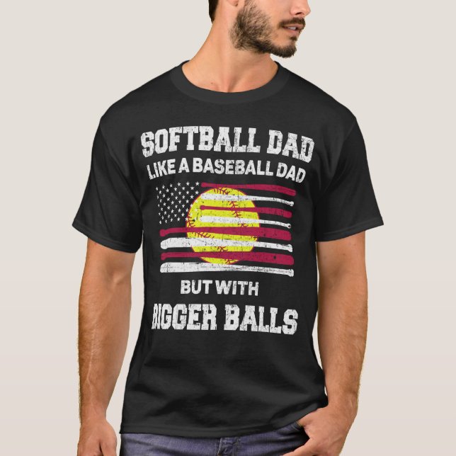 Camiseta Pai de softbol como um pai de beisebol com bolas m (Frente)