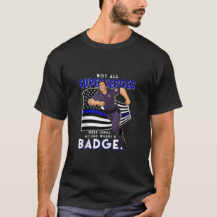 Camiseta Pai de Super-Herói Policial Sinalizador Thin Blue 