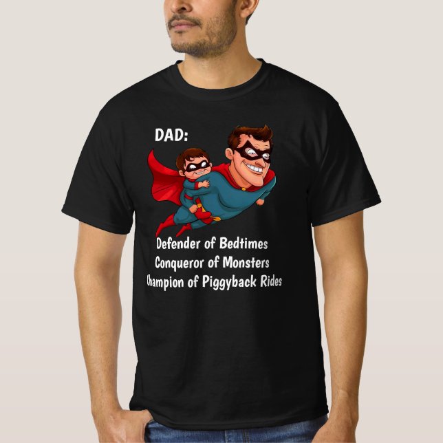 Camiseta Pai de super-heróis personalizado preto (Frente)