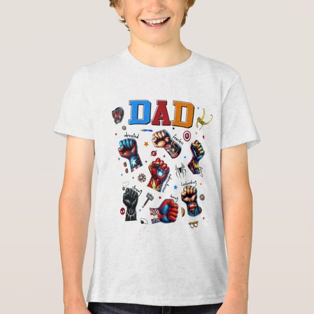 Camiseta Pai de super-heróis provoca forças (Frente)
