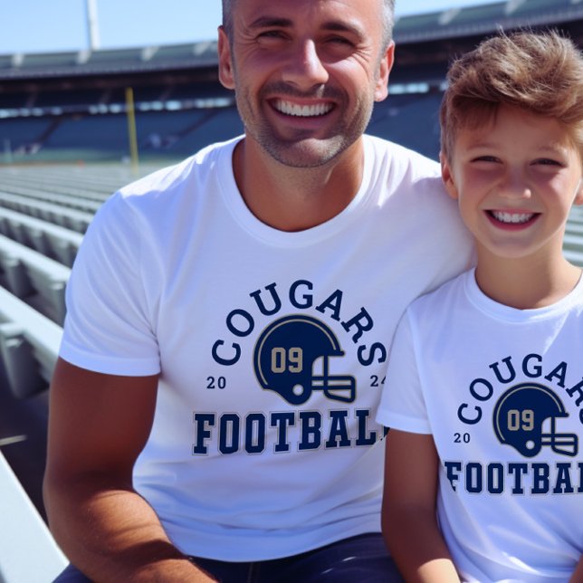 Camiseta Pai de time de futebol personalizado Navy Varsity (Criador carregado)