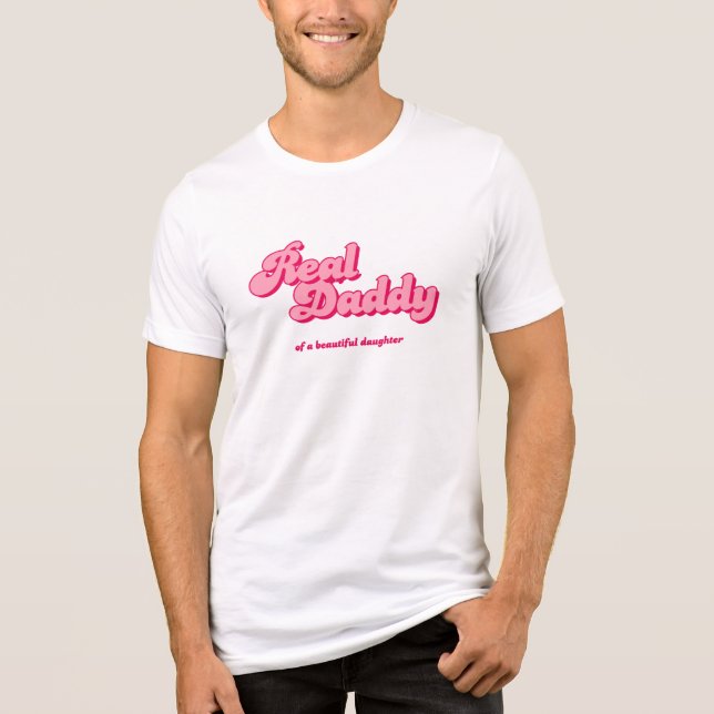 Camiseta Pai de Verdade da Filha, Retro Rosa (Frente)
