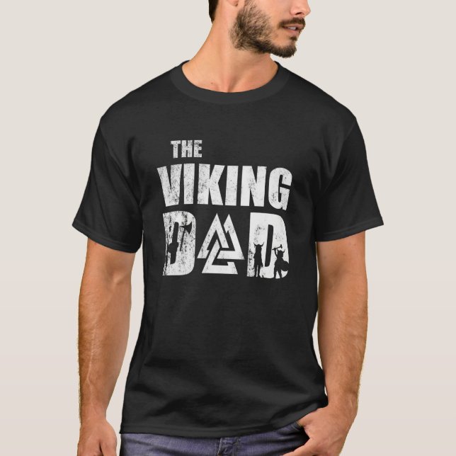 Camiseta Pai de Viking Mens - Folha - Corre de Mitologia No (Frente)