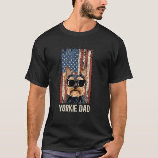Camiseta Pai de Yorkie de um Pai de Yorkie Bandeira dos EUA