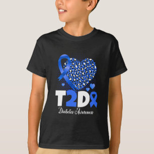 Camiseta Pai Diabético T2D Mãe Cardíaco Tipo 2 Diabetes Awa