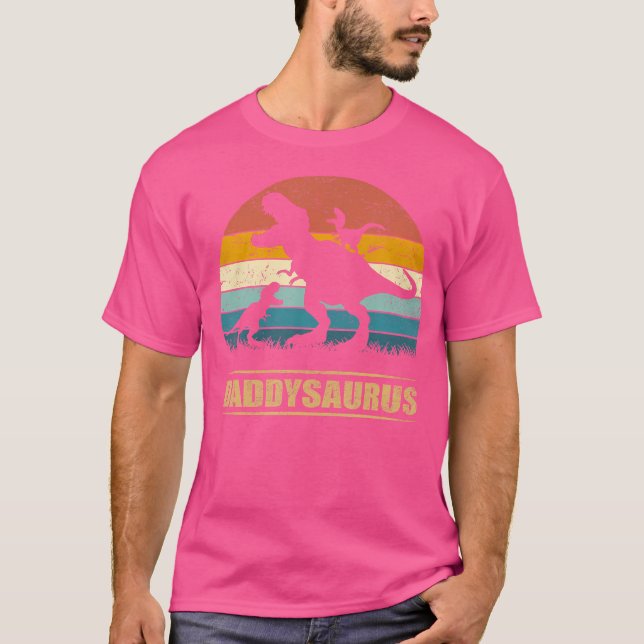 Camiseta Pai Dinossaur Daddysaurus 2 Duas Crianças Engraçad (Frente)