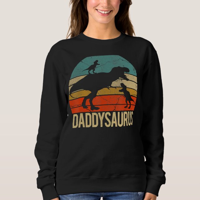Camiseta Pai Dinossaur Daddysaurus 2 Duas Crianças Natal Fo (Frente)