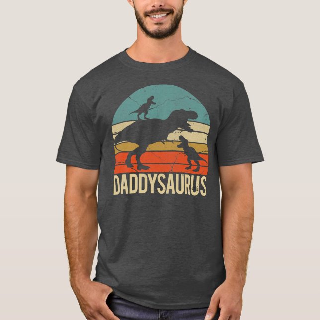 Camiseta Pai Dinossaur Daddysaurus 2 Filhos Pai (Frente)