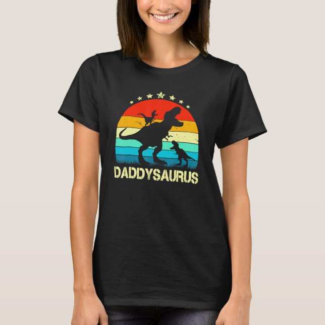 Camiseta Pai Dinossaur Daddysaurus 2 Filhos Pai (Frente)