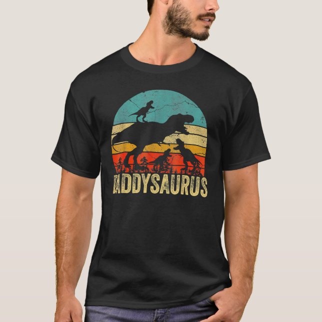 Camiseta Pai Dinossaur Daddysaurus 3 Dia de os pais para Du (Frente)