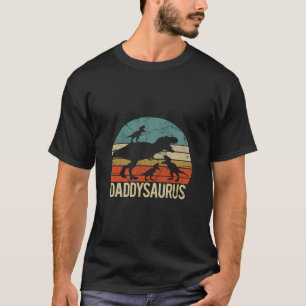 Camiseta Pai Dinossaur Daddysaurus 3 Três Crianças Xmas Chr