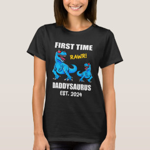 Camiseta Pai Dinossauro 2024 Anúncio do Bebê Primeira Vez D