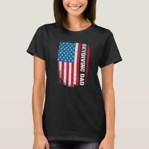 Camiseta Pai Divertido de Paraquedismo América Bandeira dos