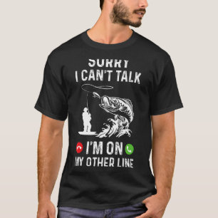 Camiseta Pai Divertido de Pesca Desculpe Não Posso Falar Es