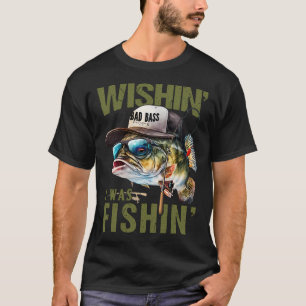 Camiseta Pai Divertido de Pesca Desejando que Eu Estivesse