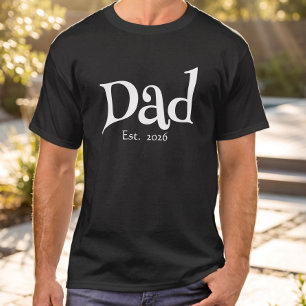 Camiseta Pai Divertido Negro Simples Estabelecido Novo Pai