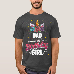 Camiseta Pai Do Aniversário Da Garota Do Unicórnio Birthd